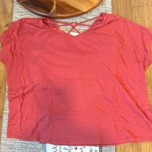 Papermoon Red Crisscross V-Neck Blouse